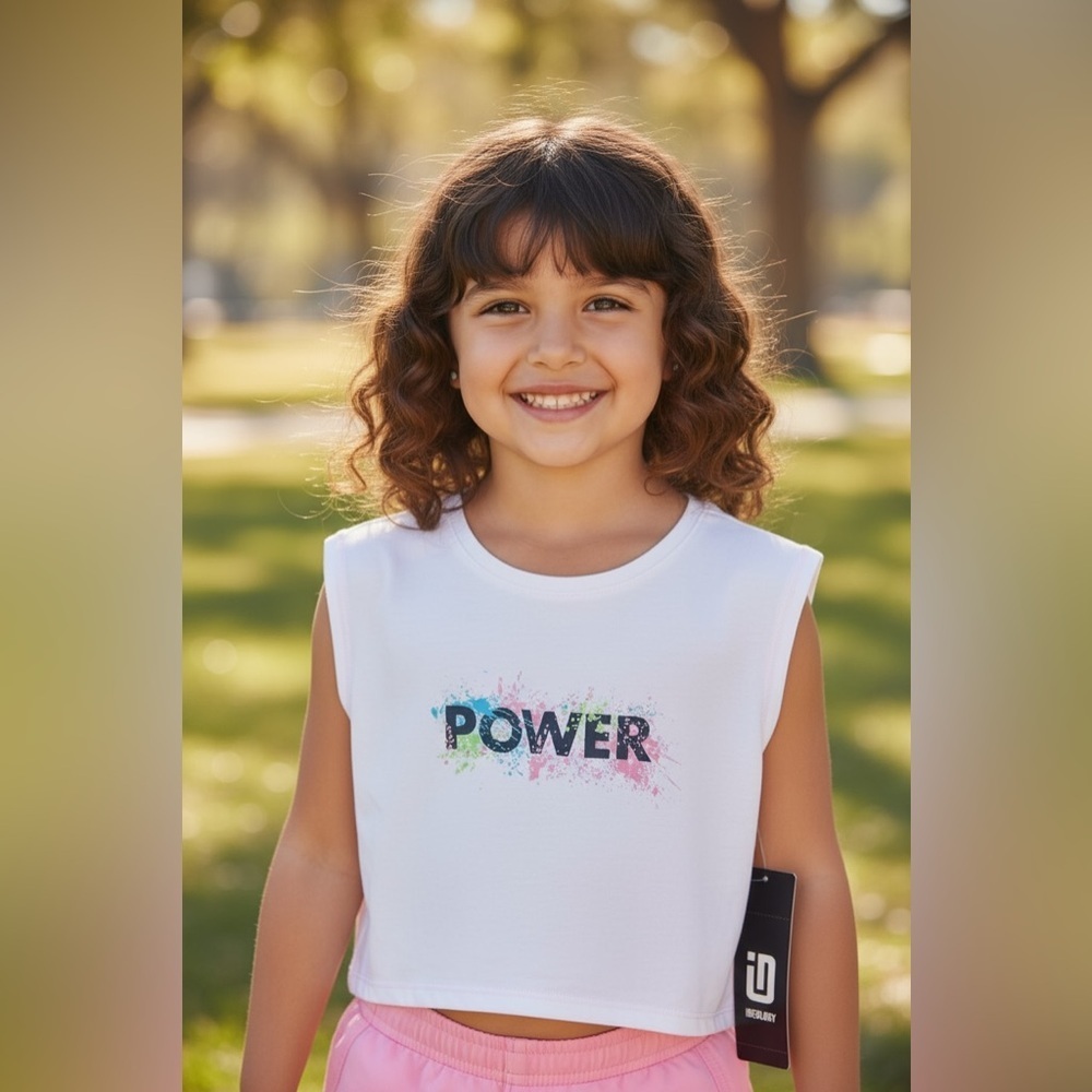 Ideology White Tank Top with Multicolor 'Power' Design